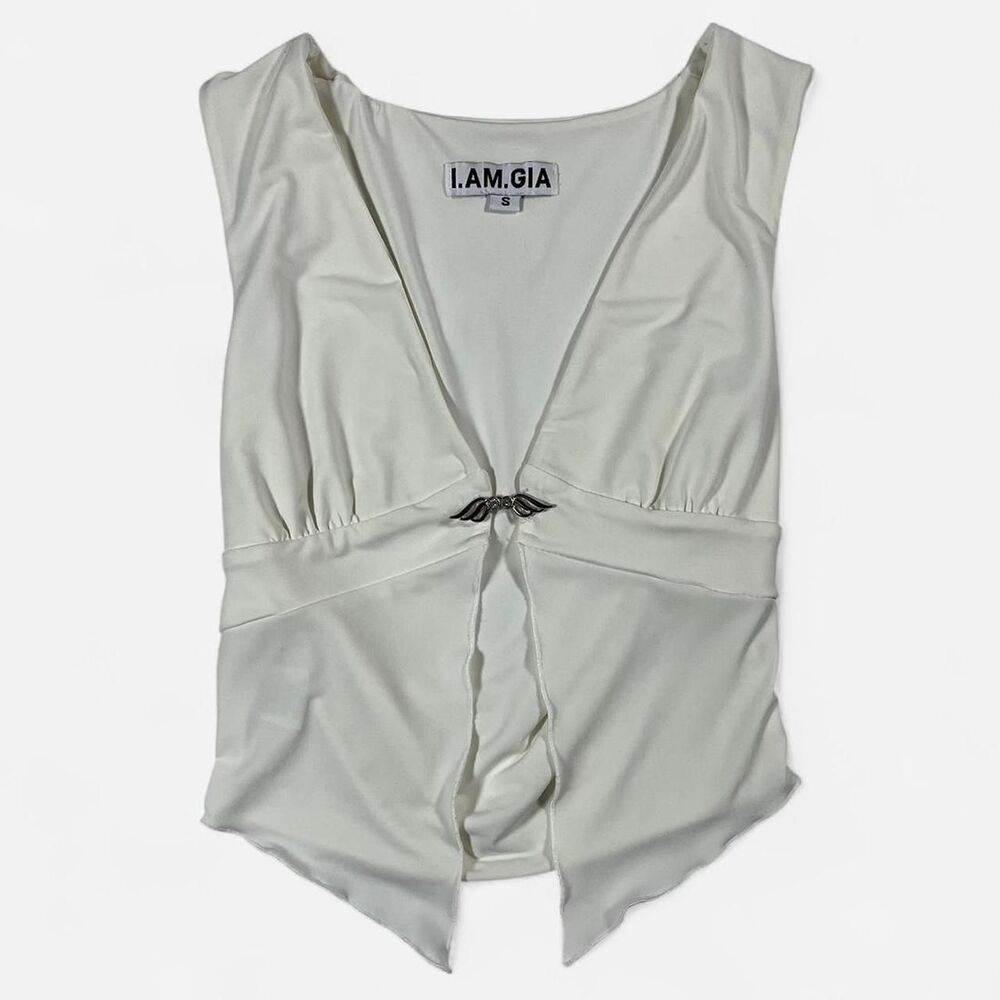 Iamgia Women's White and Silver Crop-top